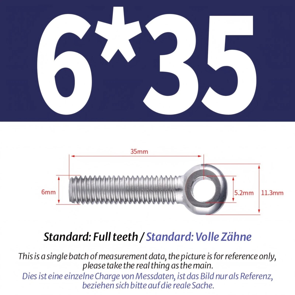 M5 M6 Stainless Steel Eye Bolts — A2 304 Threaded Ring Eyelet Screws for Catenary Wire & Hanging - HomeDIYer