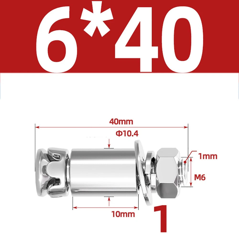 M6 M8 Stainless Steel Expansion Bolts for Marble & Concrete — 304 / 201 SS, 20–40mm