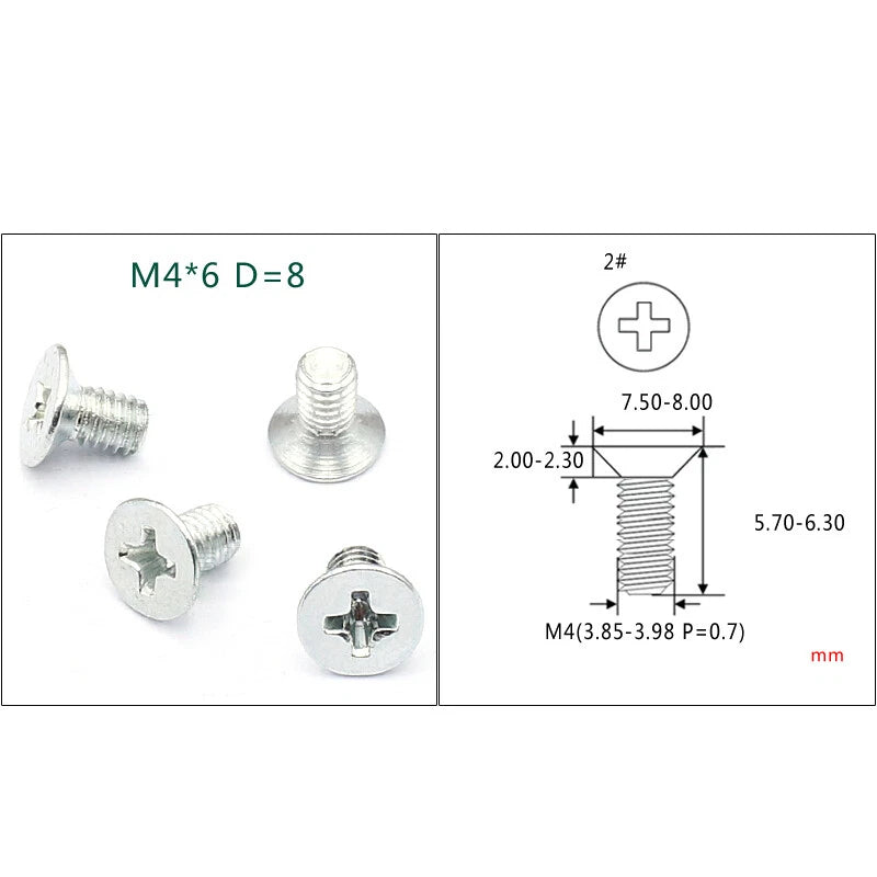 M4 M5 M6 Phillips Countersunk Screws – Zinc Plated Carbon Steel, 6–24mm Lengths (Bulk Pack)
