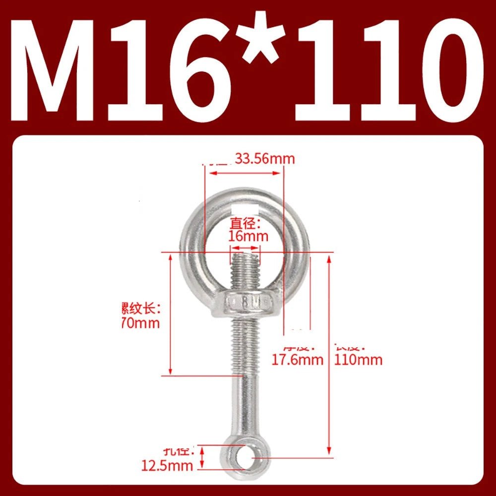 M14–M24 Lifting Eye Bolt & Eye Nut Set | 304 Stainless Steel | 50–200mm - HomeDIYer