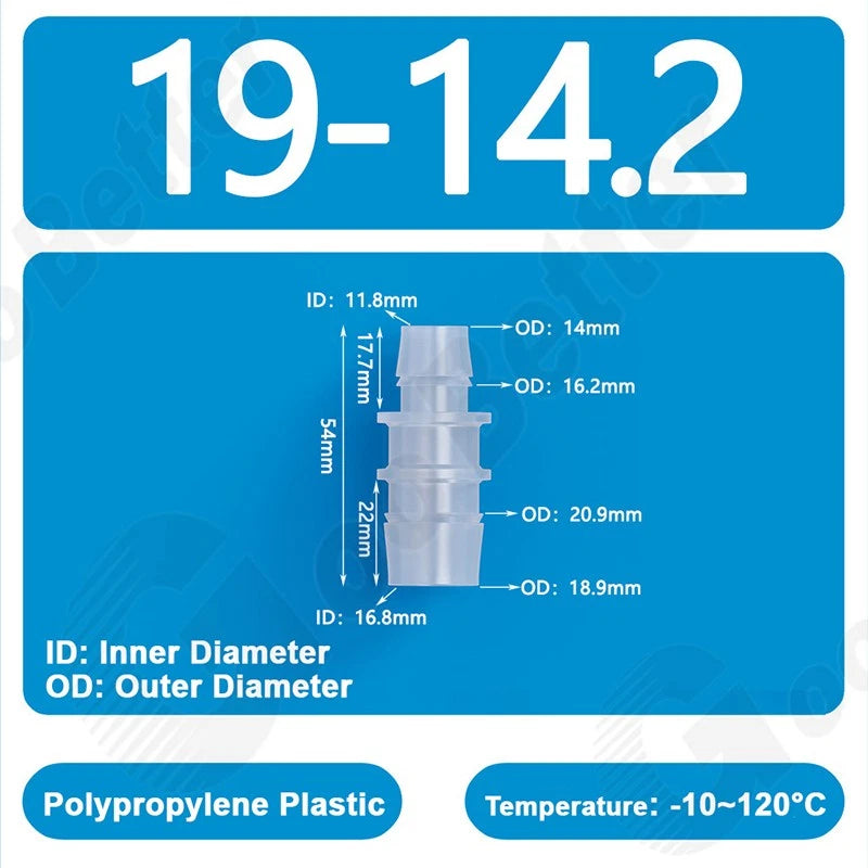 Plastic Straight Barbed Connector Reducer Joiner Tubing Pipe Hose Fitting Water