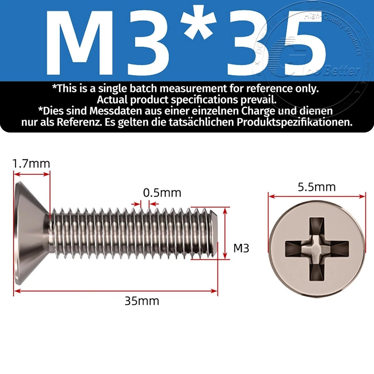 Titanium Phillips Flat Head Machine Screws — GR2 Countersunk, M2 to M8 - HomeDIYer