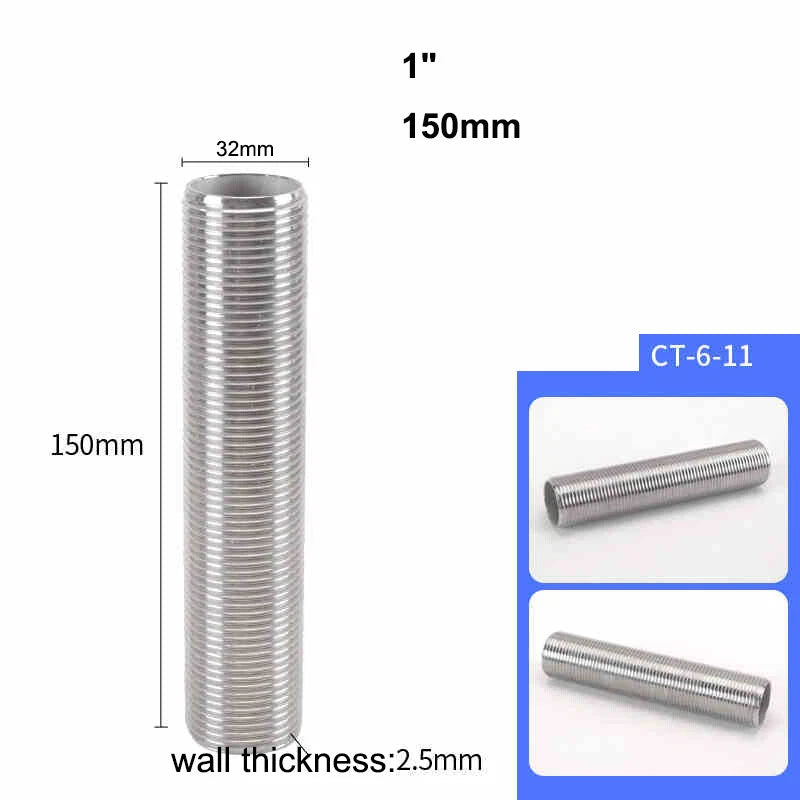 Male Thread Stud Rod A2 Stainless Steel Connector Pipe Fitting — 1/4" to 2"