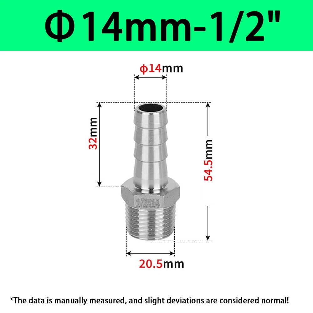 Male NPT Hose Barb Adapter Fittings – 316L Stainless Steel