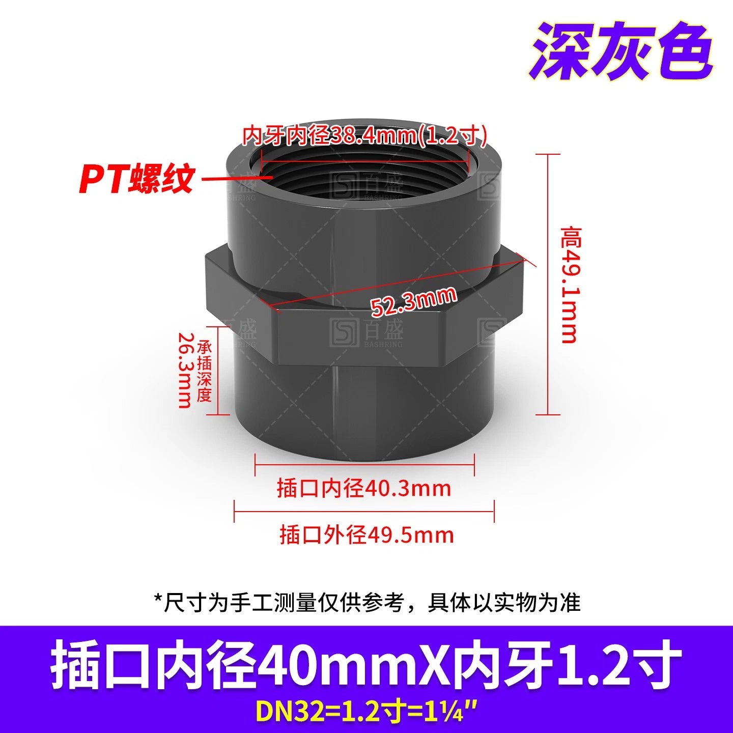 PVC Metric Plumbing Fittings Pipe Straight Threaded Male & Female Connector