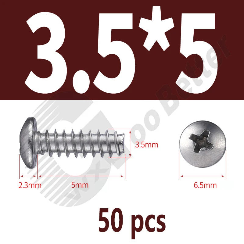 Pan Head Sheet Metal Screws Metric M1~M6 A2 Stainless Steel Sheet Metal Screws