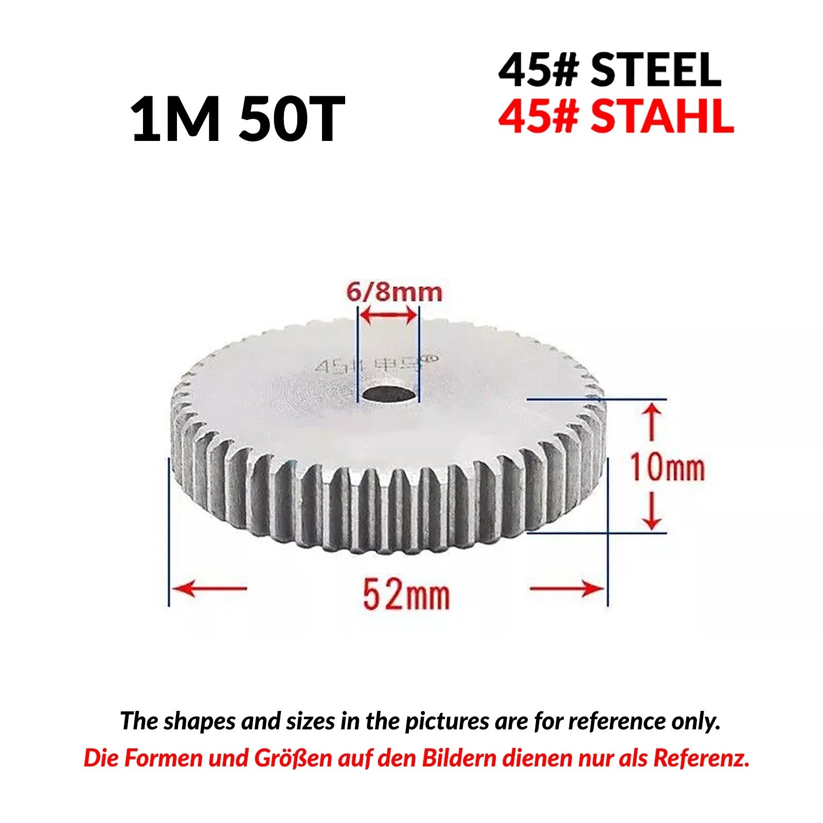 1/1.5/2 Mod 12T-150T Spur Gear 45# Steel Pinion Gear Thickn10-20mm Transmission