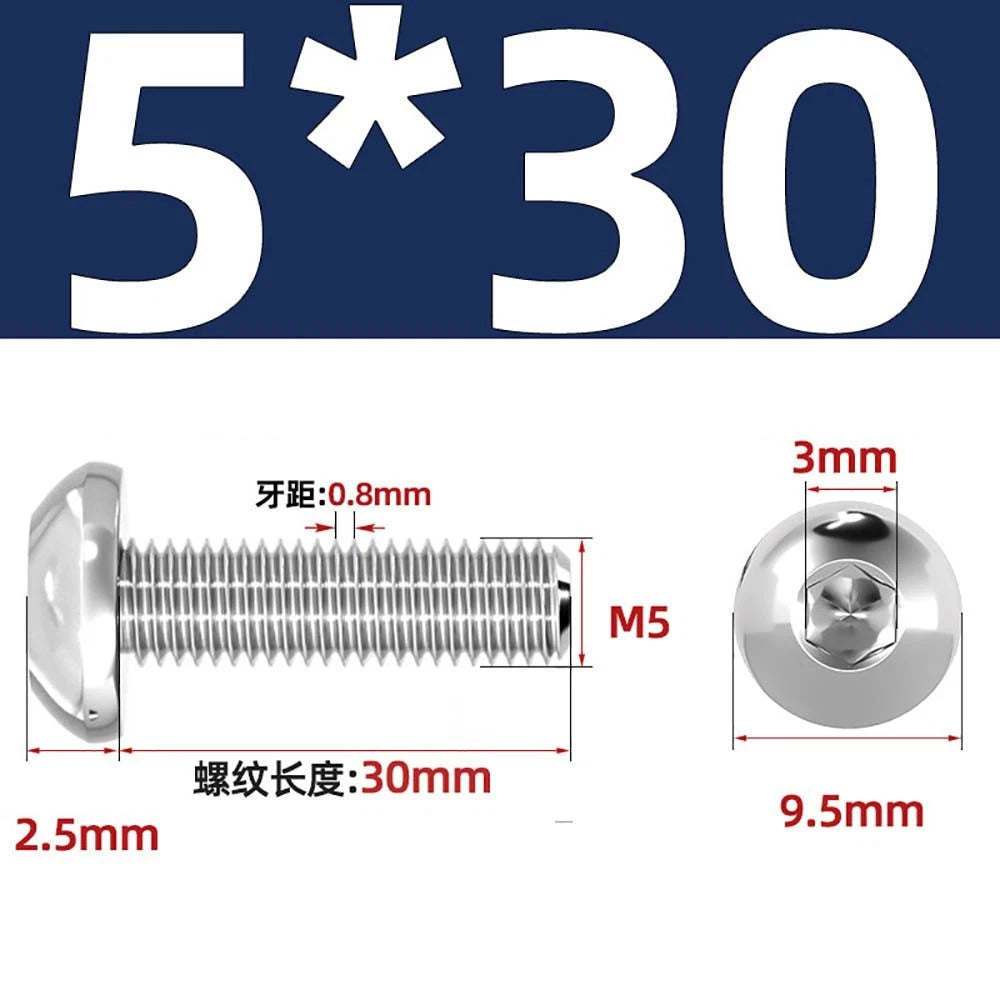 M1.6–M5 A2 Stainless Steel Button Head Socket Cap Screws – Round Pan Head, Hex Drive, Fully Threaded