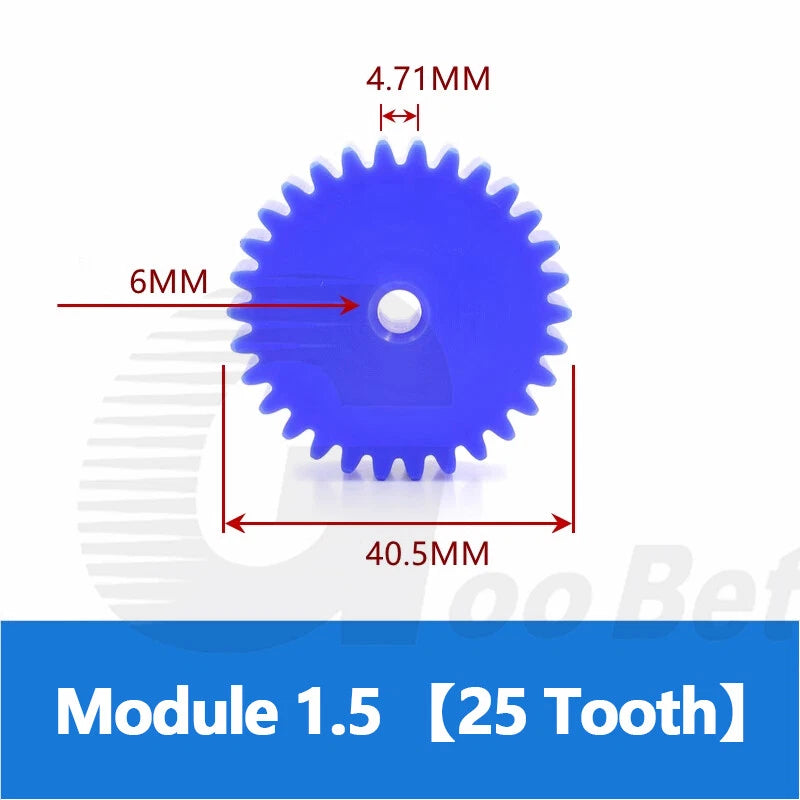 Nylon Spur Gear 12-100 Tooth Module 1.5 2 3 Pinion Motor Gear Flat Plastic Blue