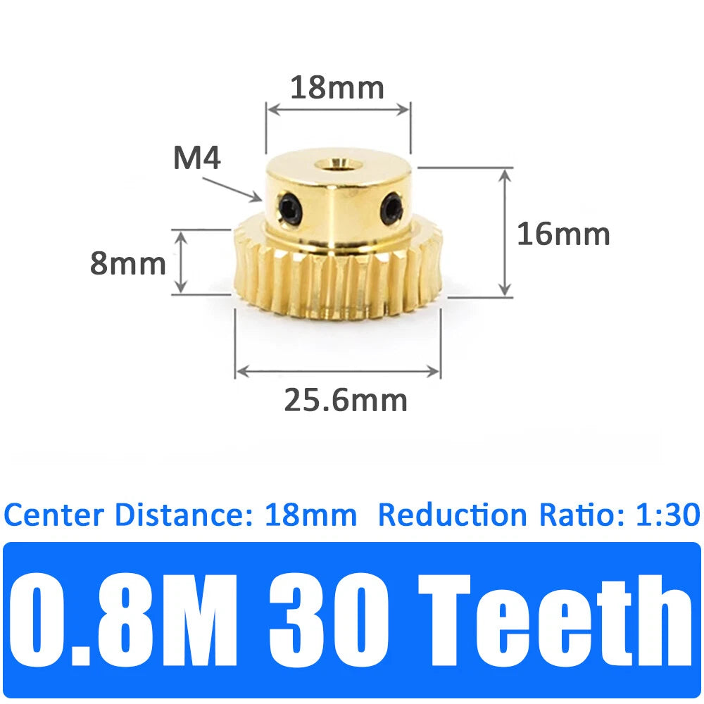 0.5/0.8/1/1.5 Module, 20 to 60 Teeth, Brass Worm Wheel Gear Shaft Hole 4mm-12mm