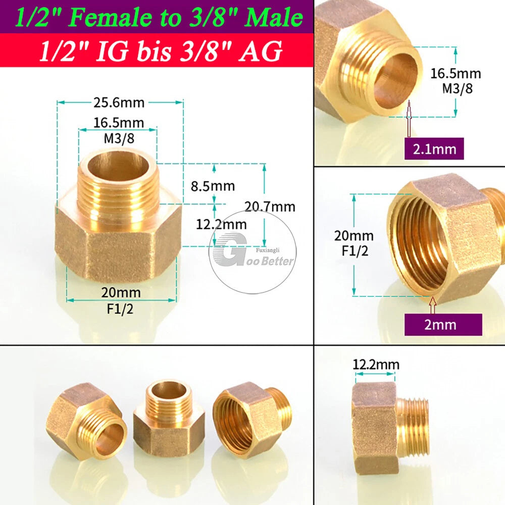 BSPT Reducing Adapter Fittings — Brass Female to Male, 1/8" to 2"