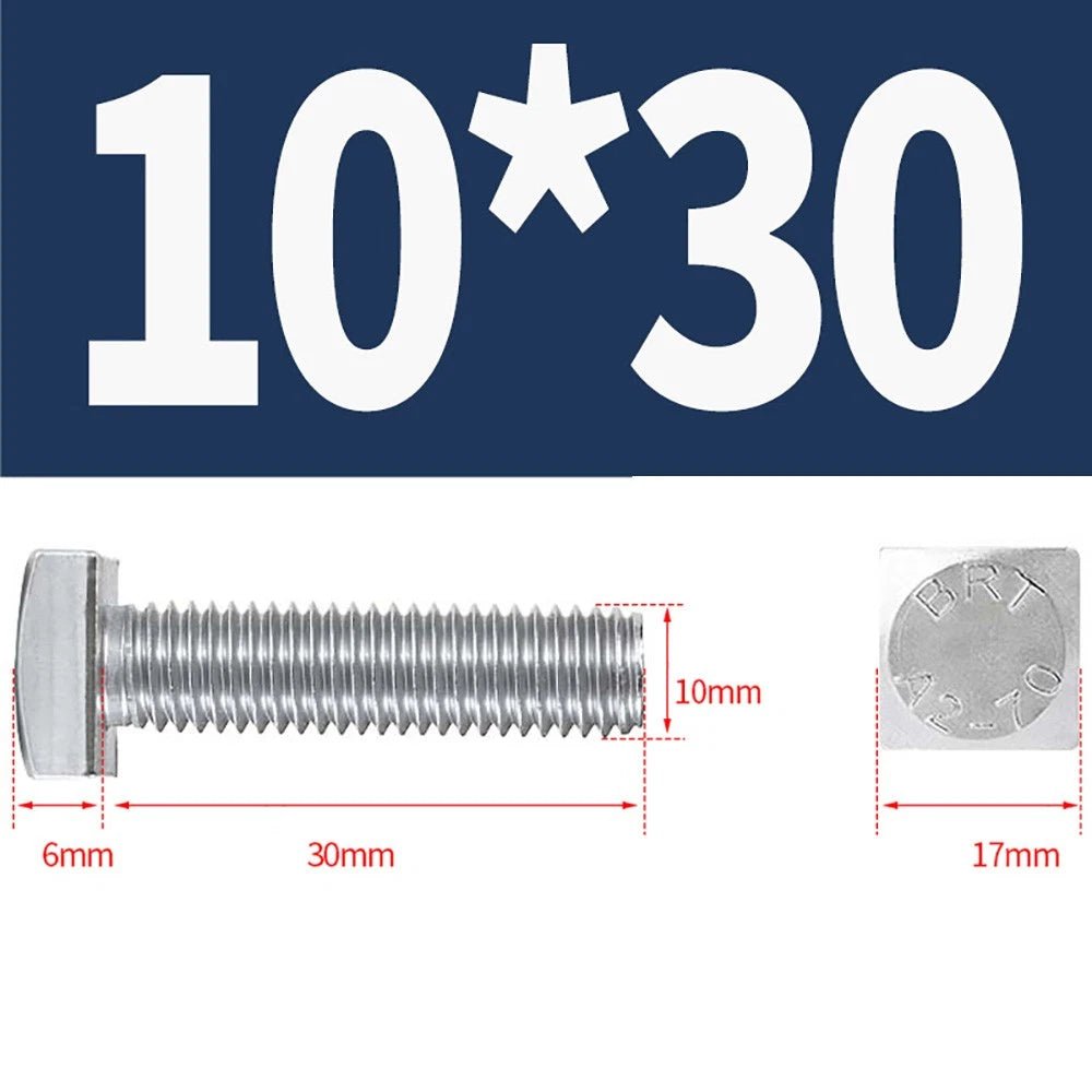 M8 M10 M12 Square Head Bolts Full Threaded 304 Stainless Steel 12–100mm - HomeDIYer