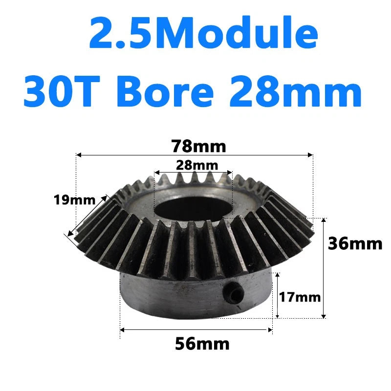 Bevel Gear 2.5 Module Ratio 1:1 Teeth 25 30 Bore Dia 12mm 14mm 15mm 16mm - 35mm