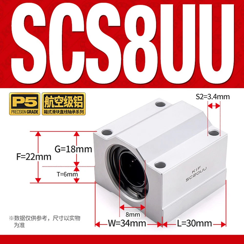SCS/SBR/TBR/SC-VUU Linear Motion Ball Bearings Diameter 8~60mm Slide Bushing CNC