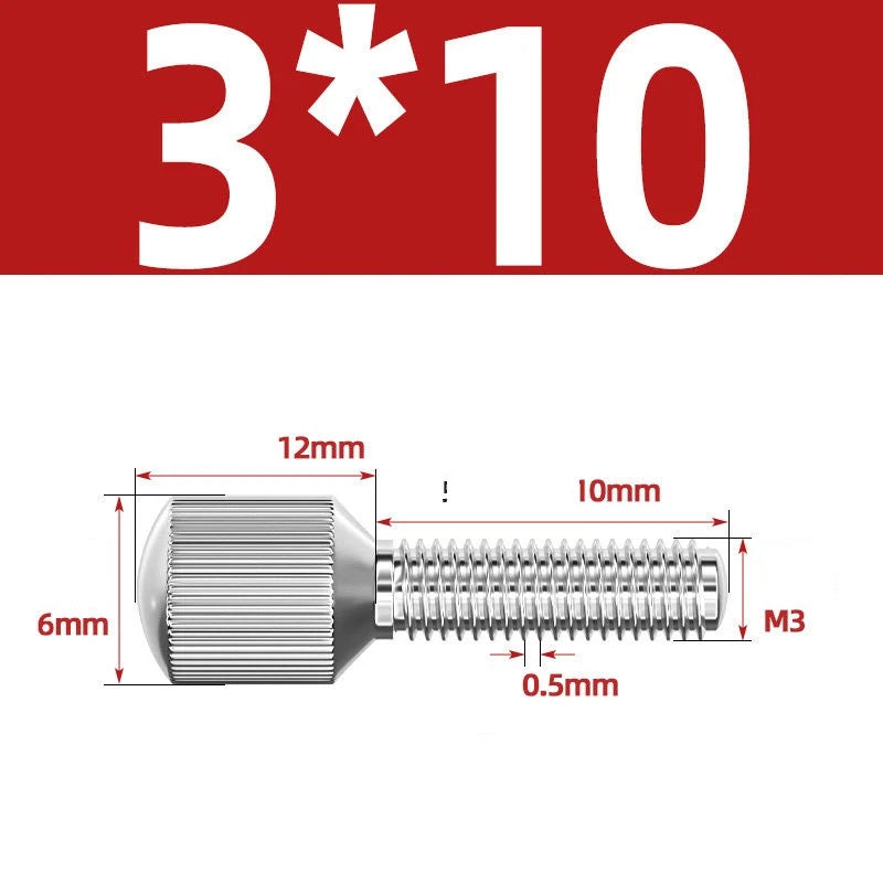 Knurled Thumb Screws – 304 Stainless Steel Small Head Thumbscrew Bolts M2–M8