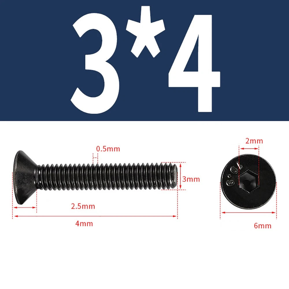 M2-M6 Countersunk Socket Head Cap Screws – Grade 10.9 Alloy Steel