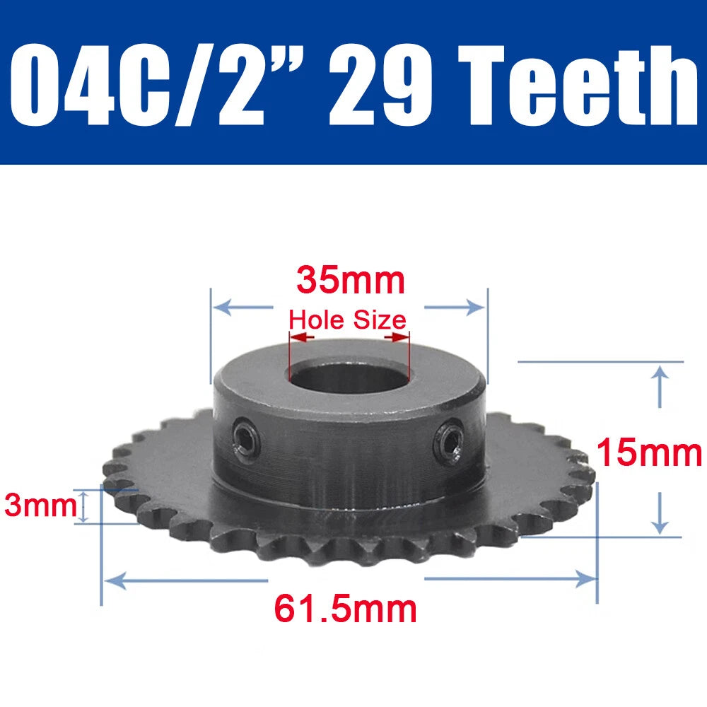 45#Steel Roller Chain Sprocket Wheel 04C Pitch 6.35mm 21~26 Teeth Bore 8~25mm