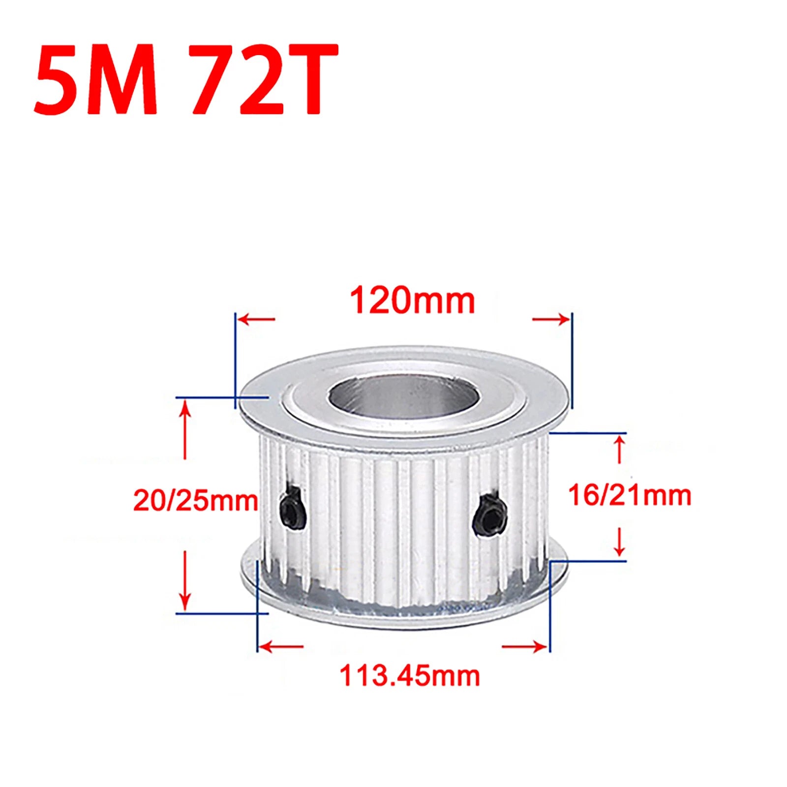 5M Timing Belt Pulley Drive Pulley Through Hole 10T -100 Tooth 21mm Width For 3D