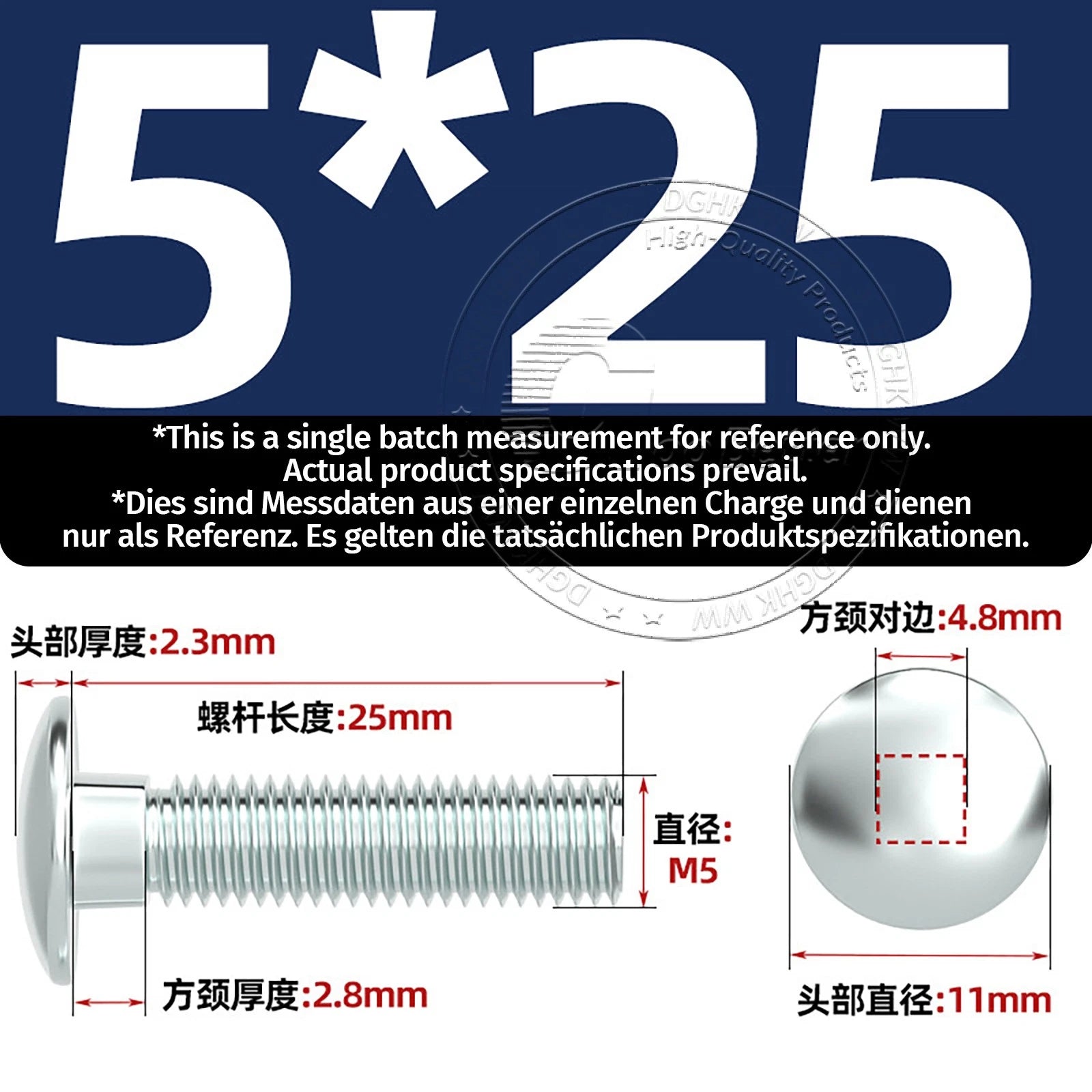 M4–M12 Zinc-Plated Cup Square Carriage Bolts with Flange Nuts | 8–150mm