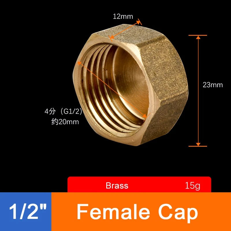 Brass Threaded Pipe Fittings 1/2" & 3/4" — Tee, Elbow, Joint, Cross, Cap & More