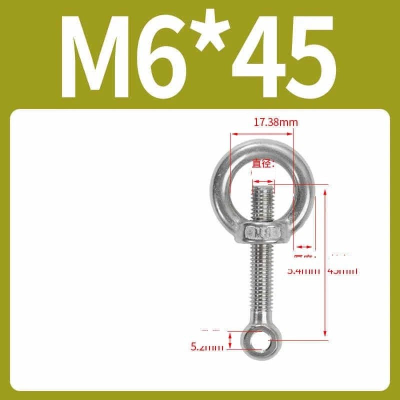 A2 Stainless Steel Eye Bolts with Nut — M5 M6 M8 M10 M12 Threaded Ring Screws - HomeDIYer