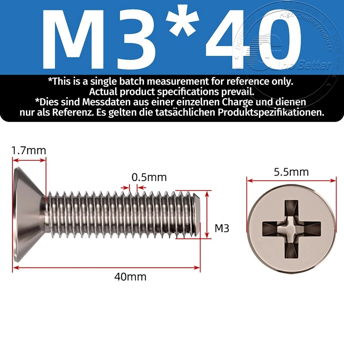Titanium Phillips Flat Head Machine Screws — GR2 Countersunk, M2 to M8 - HomeDIYer