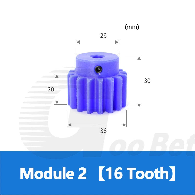 Nylon Mod 2 Spur Gear 12-30 Tooth with Step Pinion Motor Gear Bore 8mm-25mm Blue
