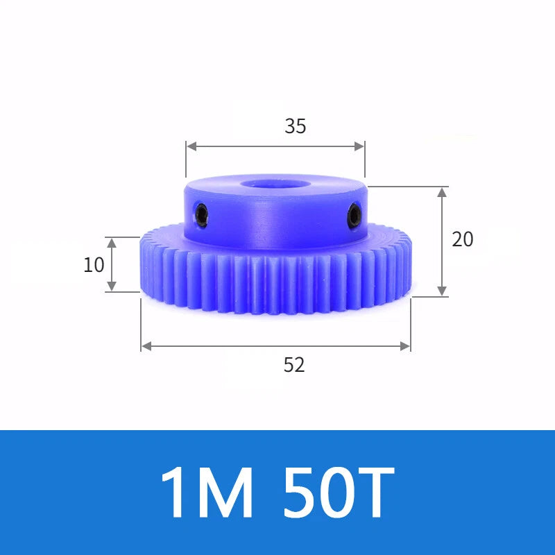 Blue Nylon Spur Gears 1/1.5/2/3Mod Transmission Gear 12-60T With Step Motor Gear