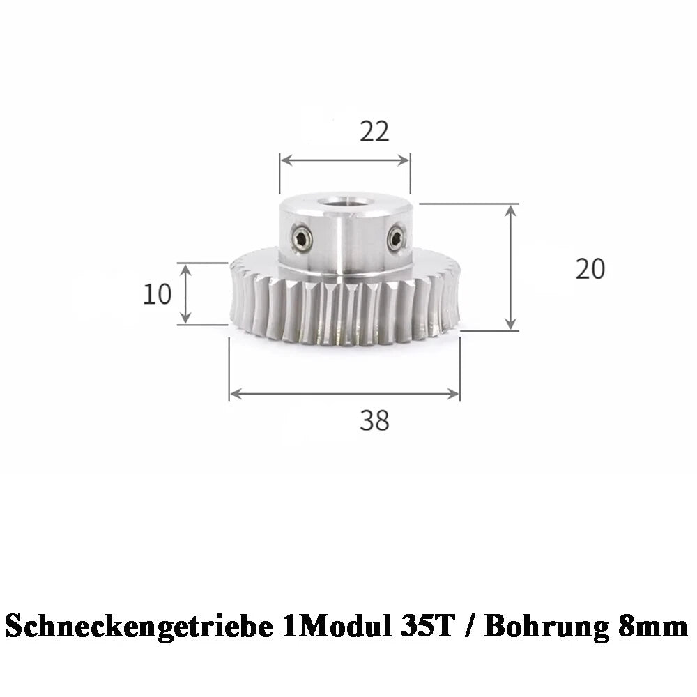 Stainless Steel A2 Module 1 Worm Shaft Worm Gear Wheel 15 to 60 Tooth Precision