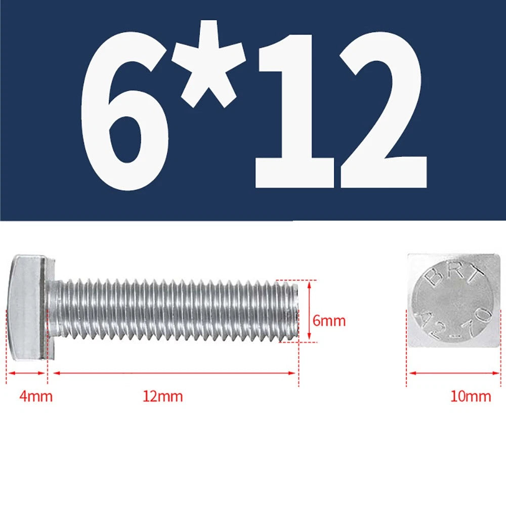 M4 M5 M6 Square Head Bolts Full Threaded – A2 304 Stainless Steel
