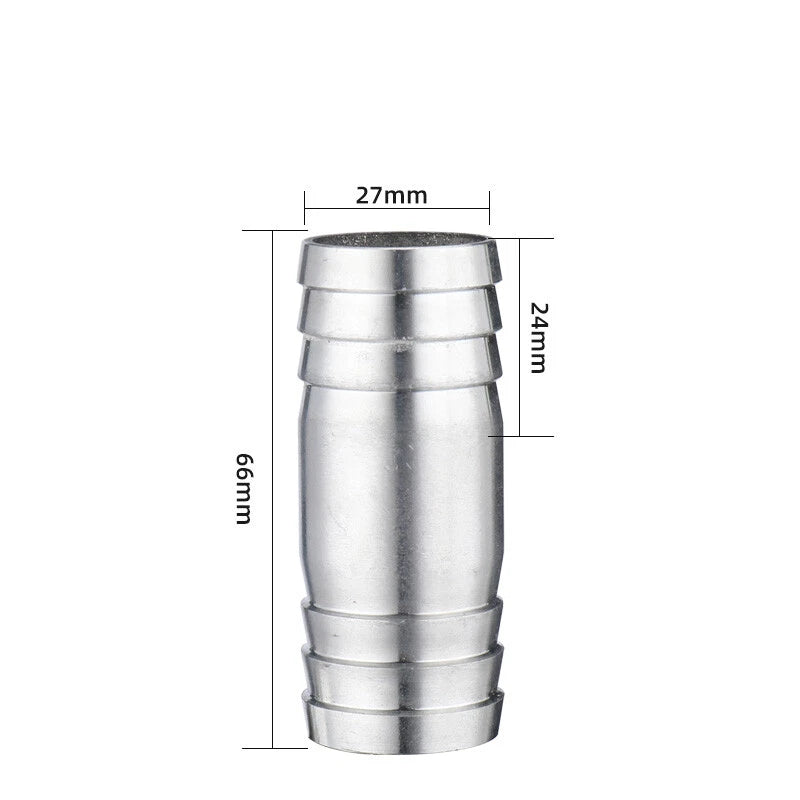 A2 Stainless Steel Straight Hose Joiner Barbed Connector — Sizes 6mm–41mm