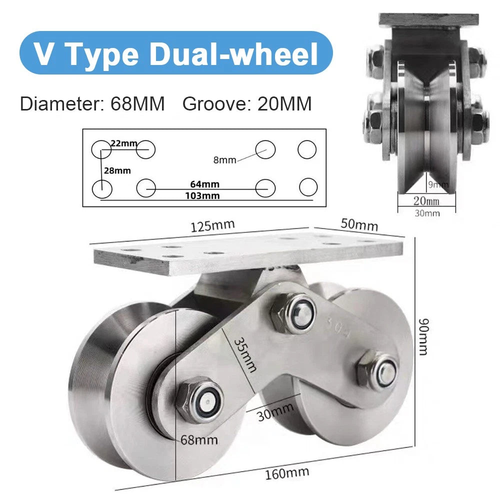Stainless Steel Pulley UVH Groove Sliding Door Roller Runner Wheel Track Pulley