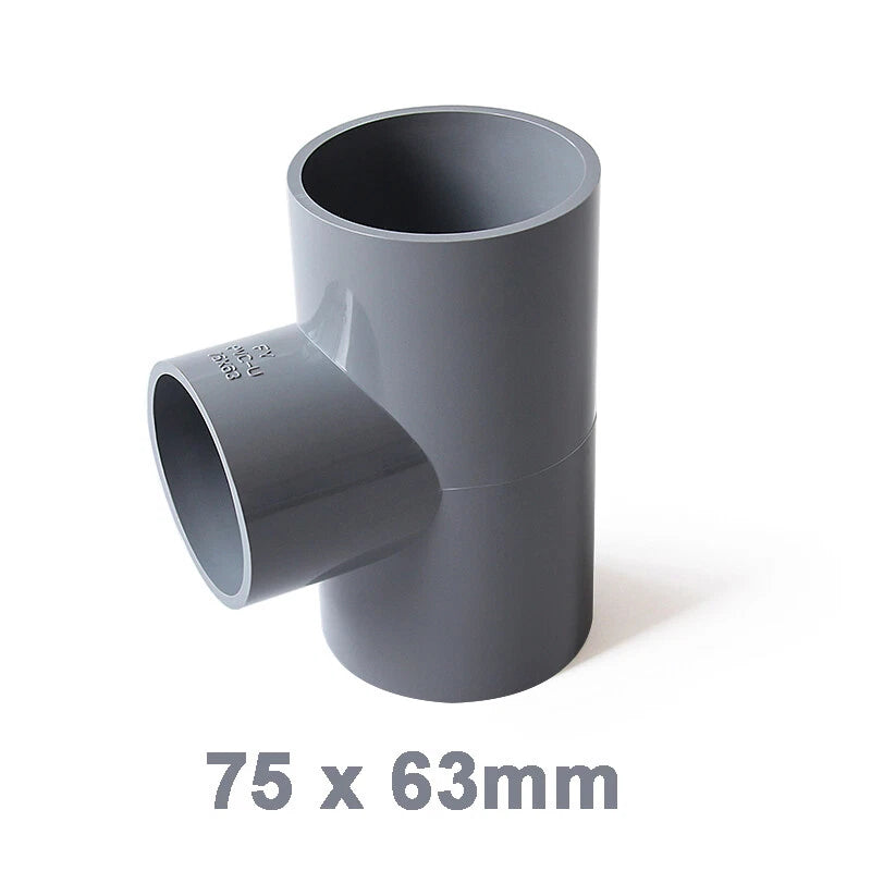 PVC Reducing Tee Pipe & Fittings Solvent Weld Pressure Adapter Connector Grey