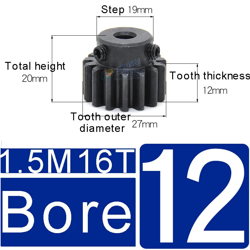 1.5Mod 45# Steel Spur Gears 10-150T Pinion Gear With Step Motor Gear Bore 5-25mm