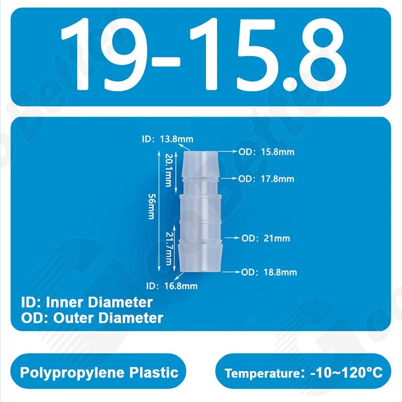 Plastic Straight Barbed Connector Reducer Joiner Tubing Pipe Hose Fitting Water