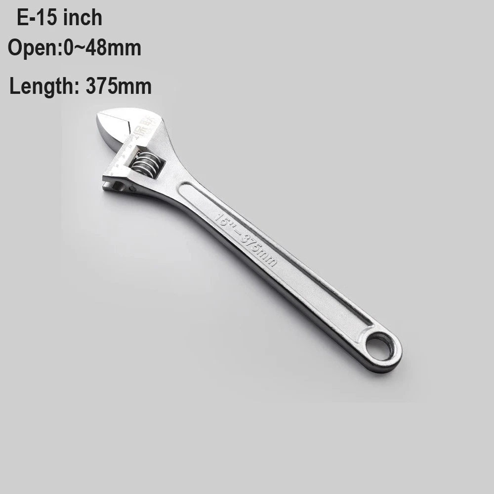 Adjustable Spanner Wrench 6 8 10 12" Cr-V Steel Metric Scale Strong Grip Handle