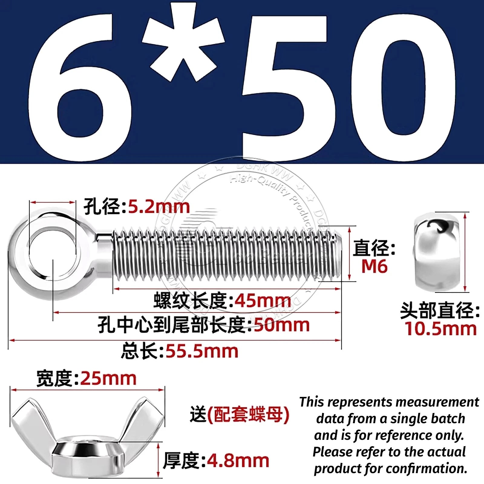 Eye Bolts with Nut — Forged Stainless Steel Threaded Ring Hanging Screws