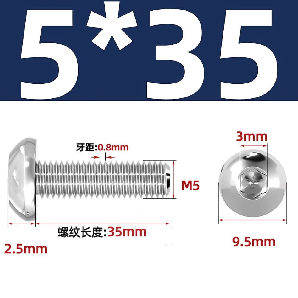 M1.6–M5 A2 Stainless Steel Button Head Socket Cap Screws – Round Pan Head, Hex Drive, Fully Threaded