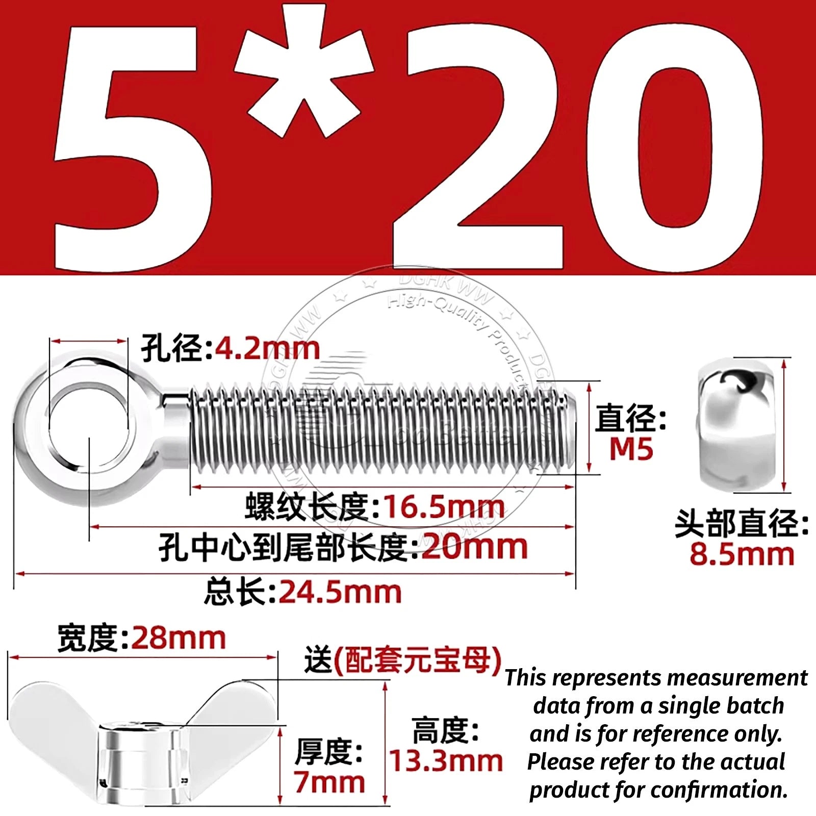 Eye Bolts with Nut — Forged Stainless Steel Threaded Ring Hanging Screws