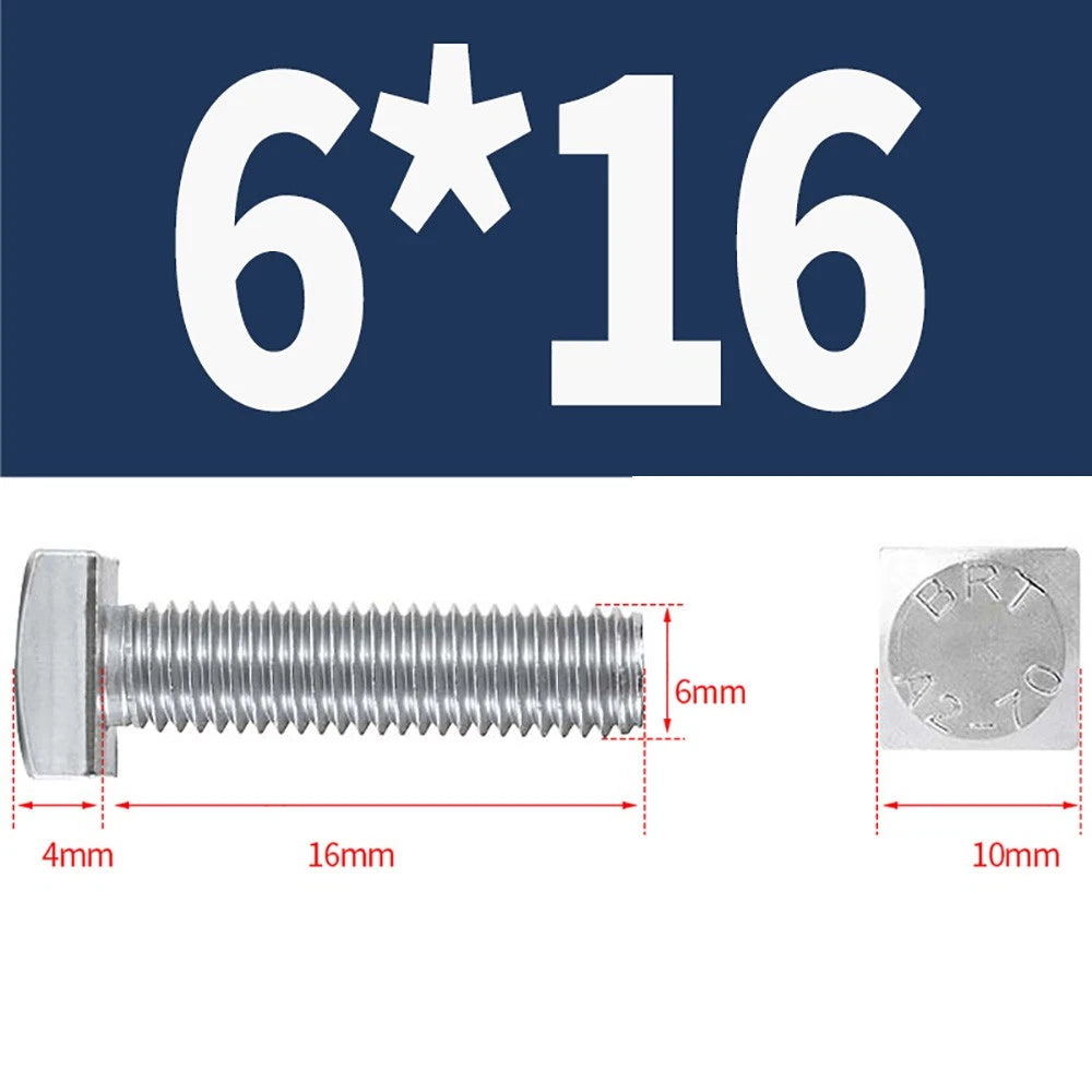 M4 M5 M6 Square Head Bolts Full Threaded – A2 304 Stainless Steel