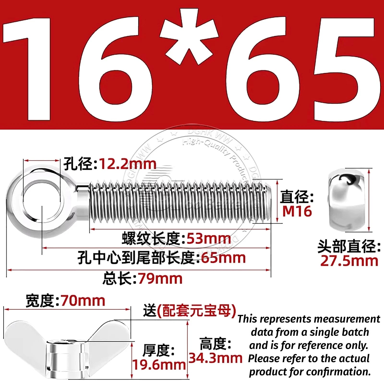 Eye Bolts with Nut — Forged Stainless Steel Threaded Ring Hanging Screws