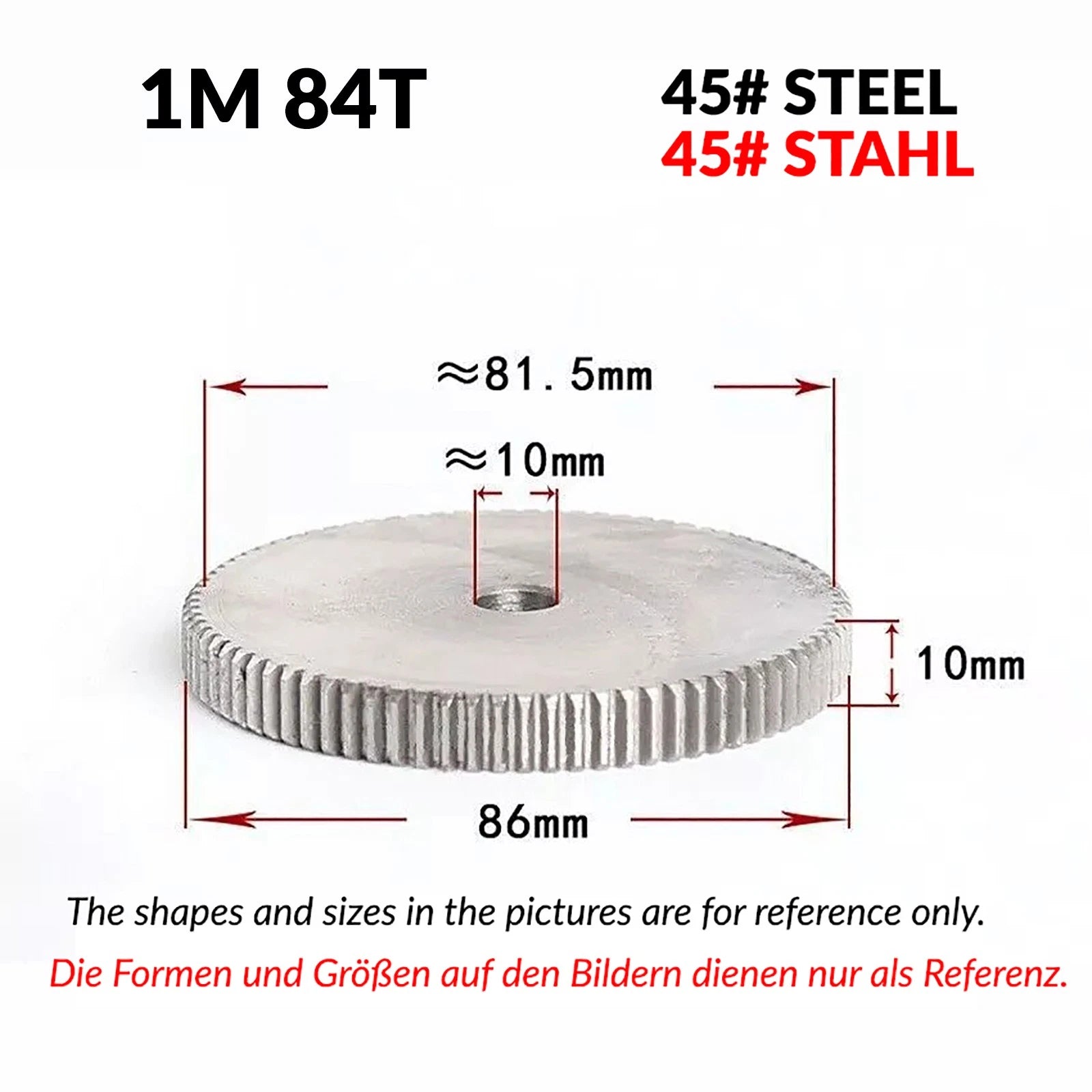 1/1.5/2 Mod 12T-150T Spur Gear 45# Steel Pinion Gear Thickn10-20mm Transmission