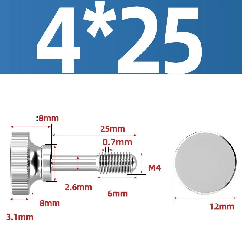 Knurled Thumb Screws Stainless Steel — M2 M2.5 M3 M4 M5 M6 M8 M10 Hand Knob Bolts