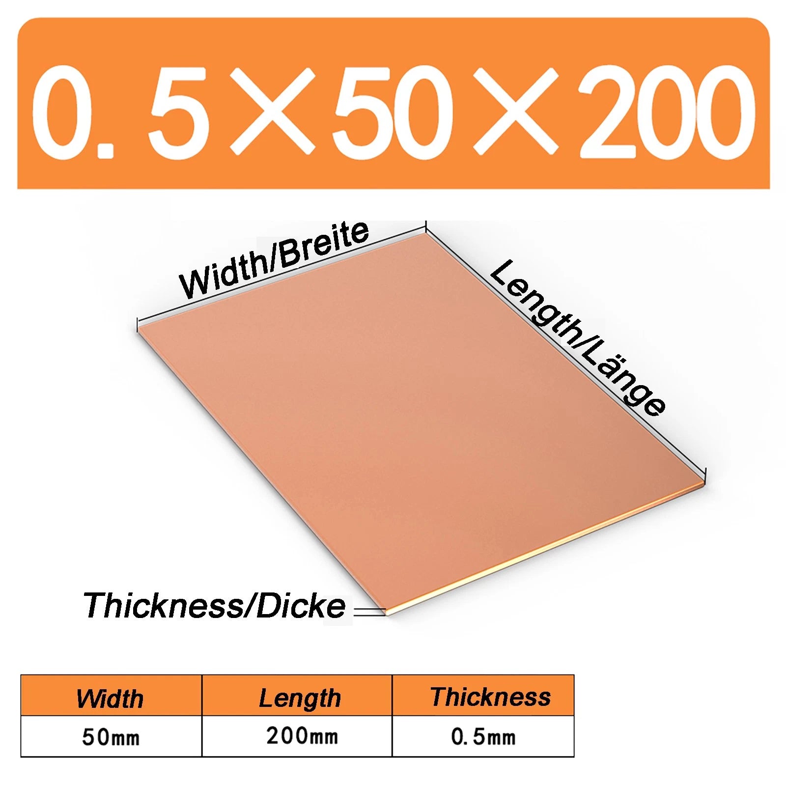 Natural Copper Sheet Metal guillotine cut - 0.3mm - 6.0mm - Multiple