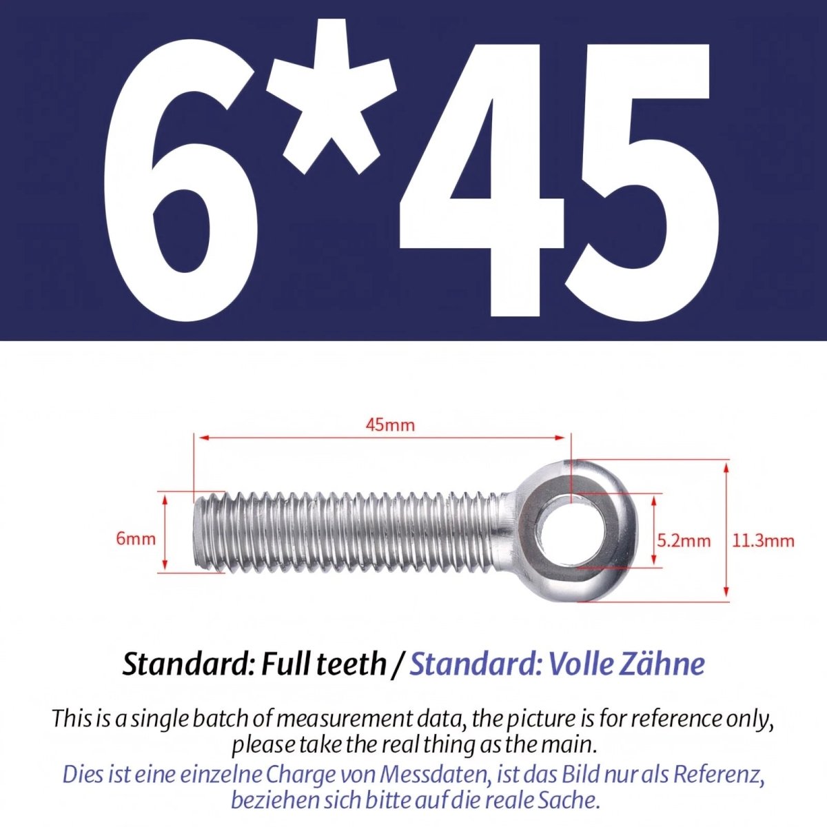 M5 M6 Stainless Steel Eye Bolts — A2 304 Threaded Ring Eyelet Screws for Catenary Wire & Hanging - HomeDIYer