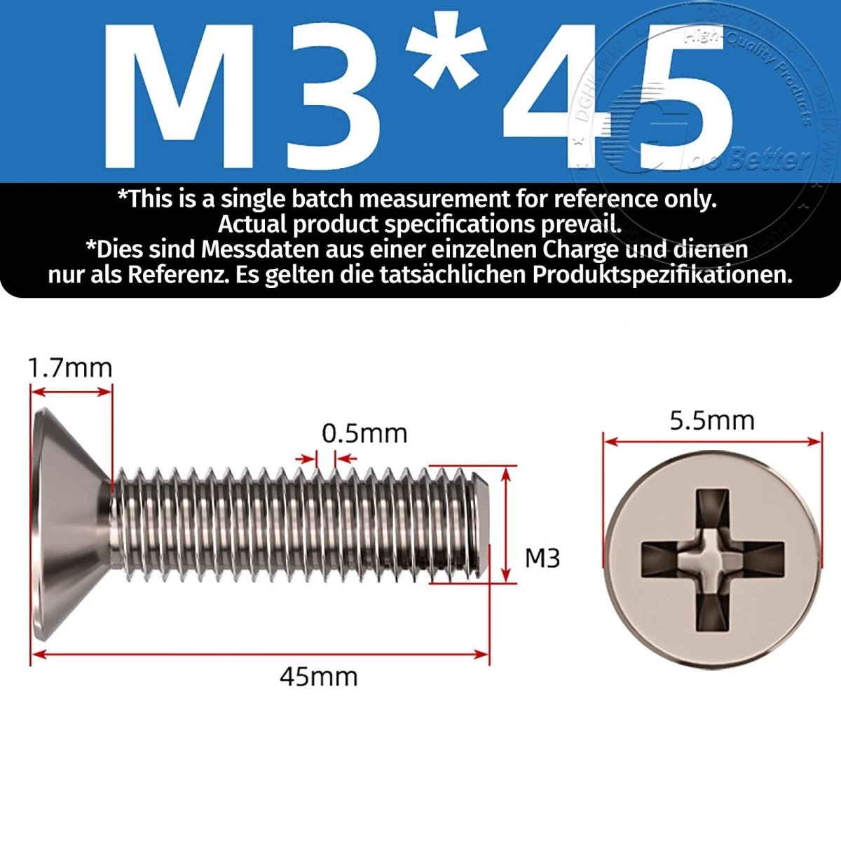 Titanium Phillips Flat Head Machine Screws — GR2 Countersunk, M2 to M8 - HomeDIYer