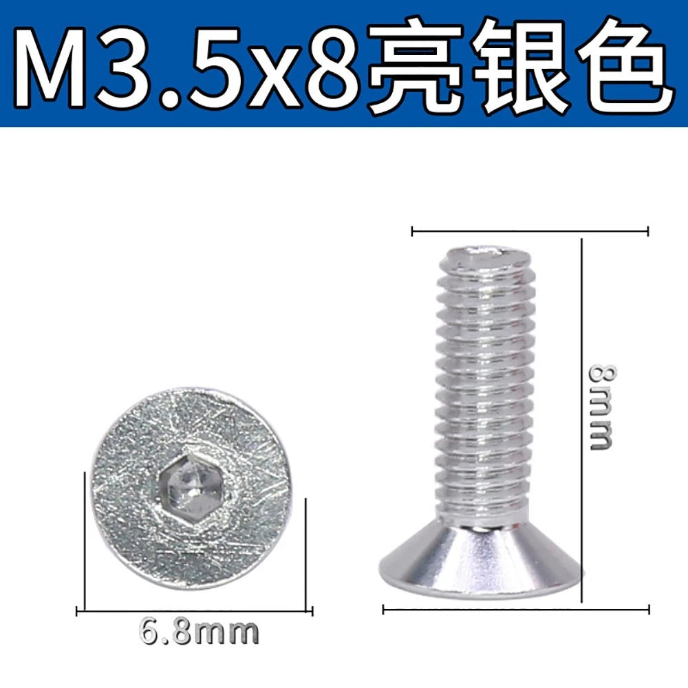 M3.5 / M4 Countersunk Hex Socket Screws — Anodized Aluminum Alloy, 10 Colors