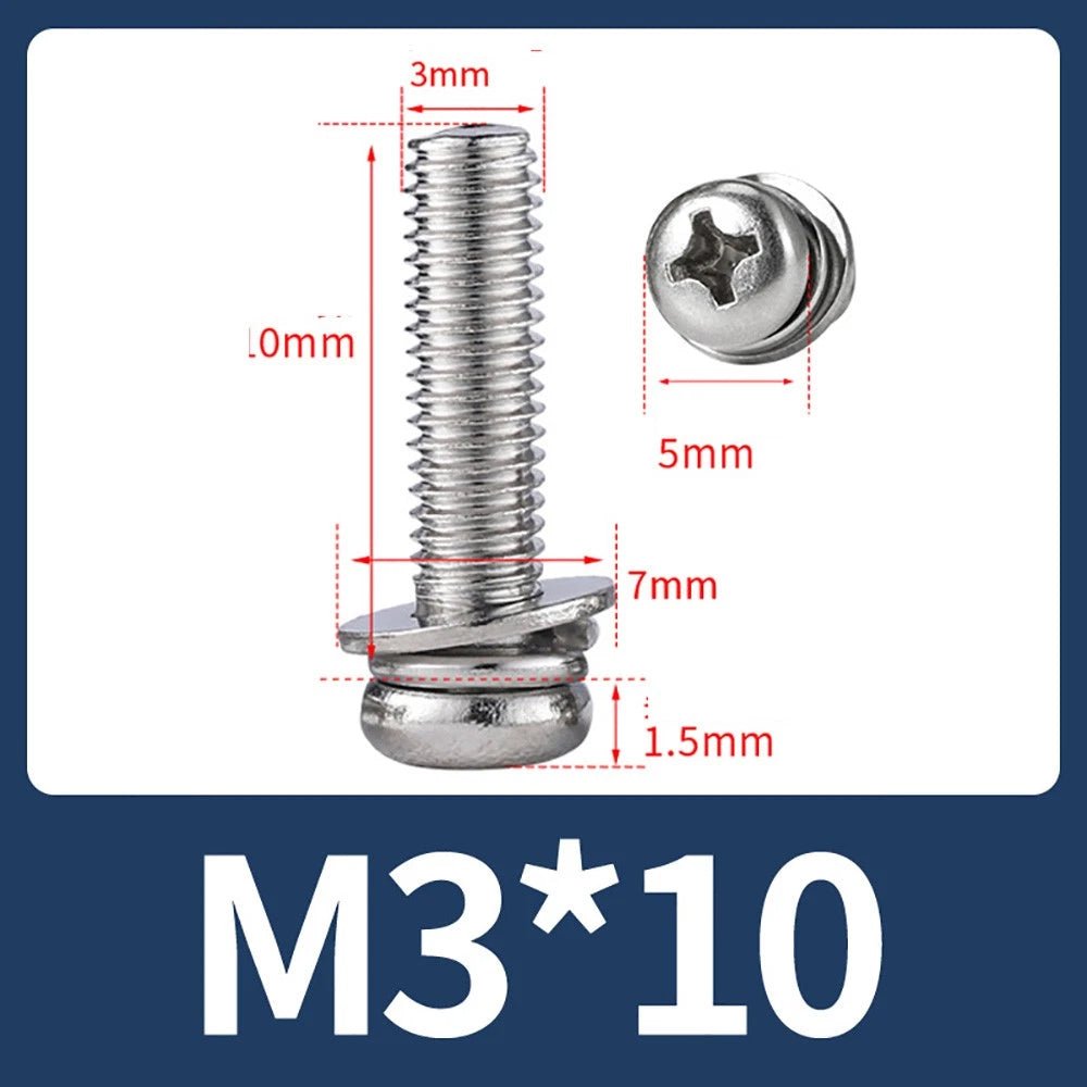 M2–M10 Phillips Button Head Machine Screws — 304 Stainless Steel - HomeDIYer