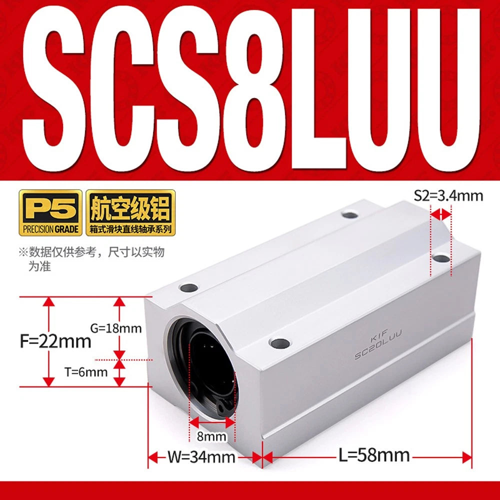 SCS/SBR/TBR/SC-VUU Linear Motion Ball Bearings Diameter 8~60mm Slide Bushing CNC