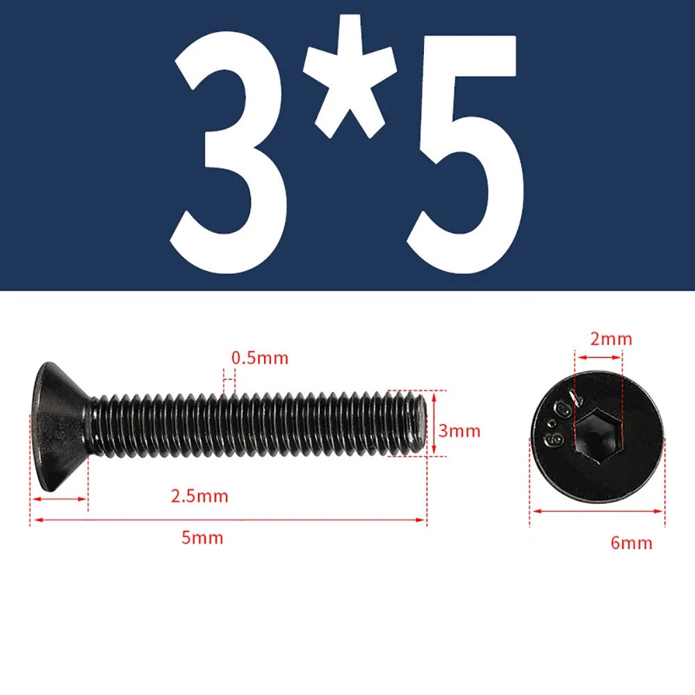 M2-M6 Countersunk Socket Head Cap Screws – Grade 10.9 Alloy Steel